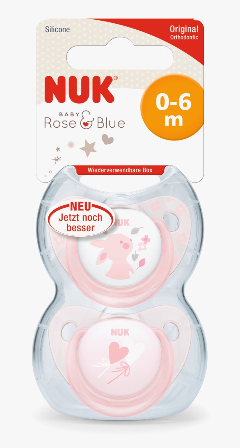 NUK baby rose smokk silikon 6-18 mnd, 2 pk, pinklight Rosa - undefined - 1