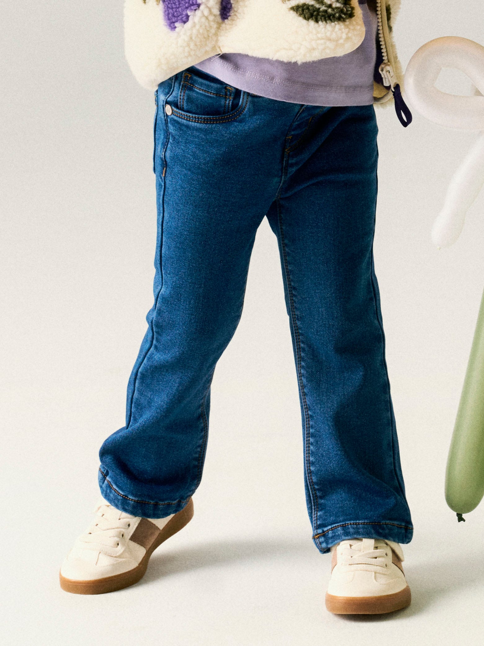 Name It Nmfsalli bootcut jeans med fleecefôr, mediumbluedenim