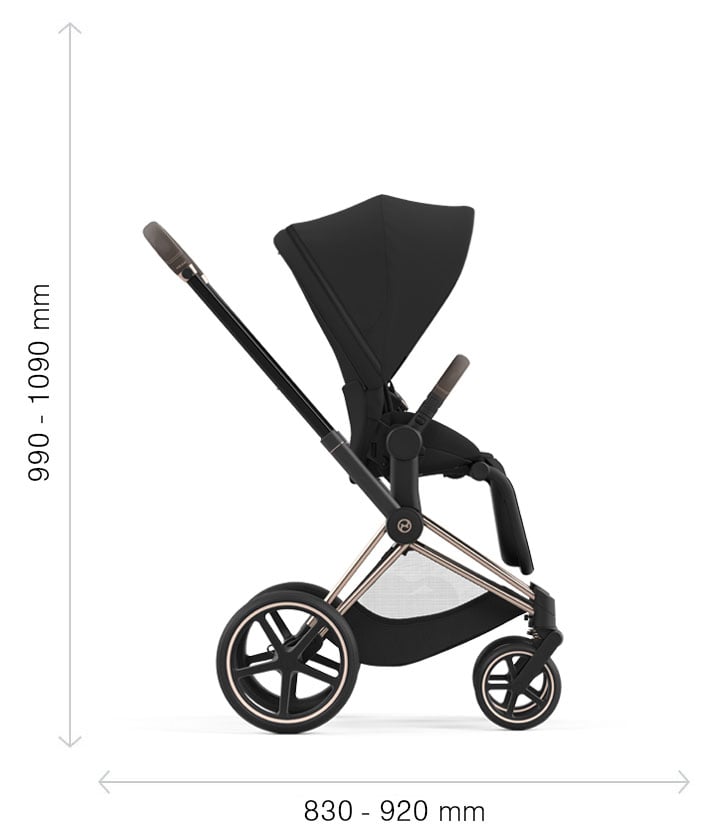 Cybex Priam Platinum – understell til barnevogn, mattblack