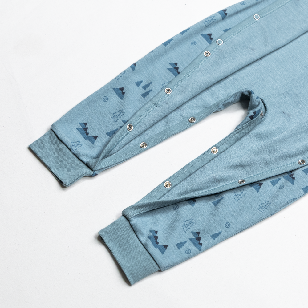 Bris merinoull/bambus heldress, stoneblue