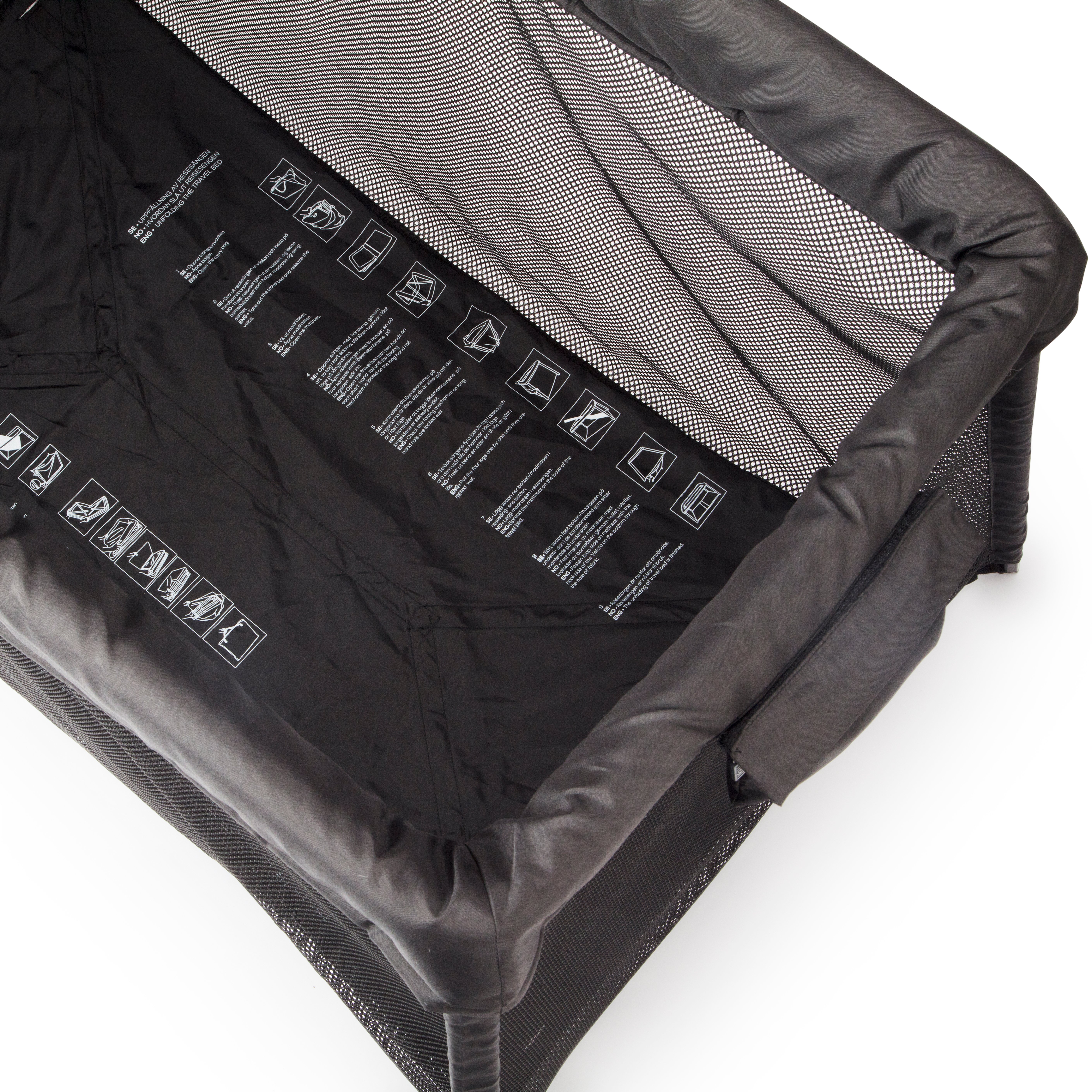 Saga reiseseng med madrass, black
