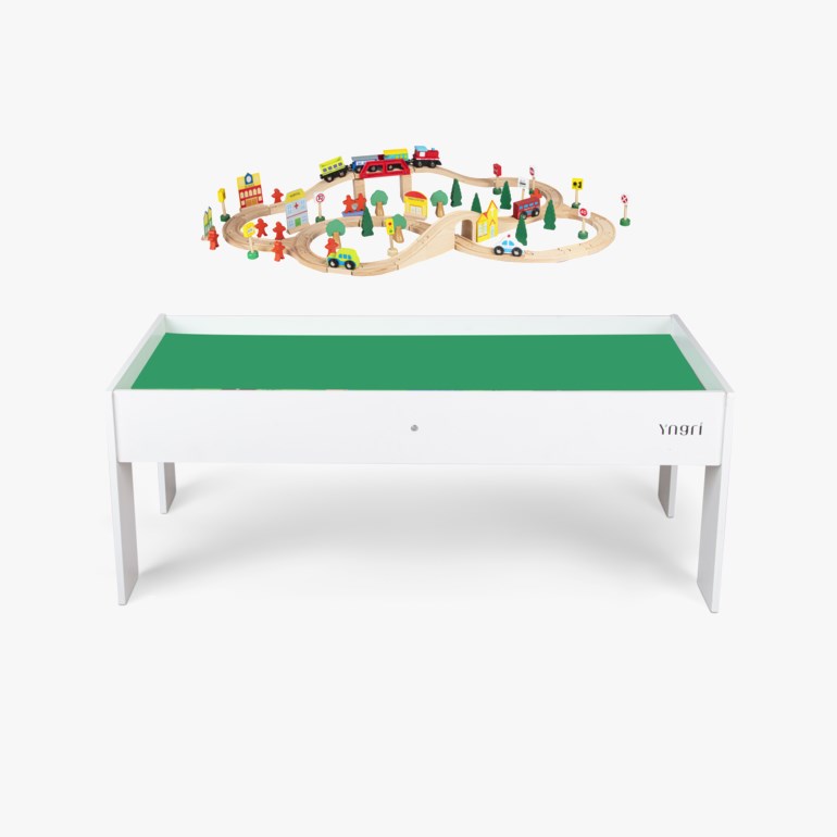 Togbord med lekeplate for klosser Hvit - undefined - 1